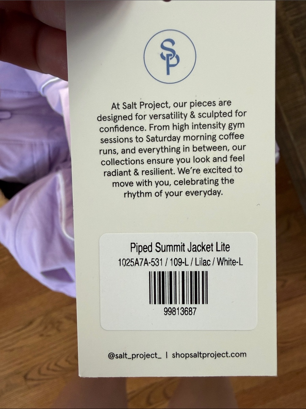 Salt Project Piped Summit Jacket Lite, Lilac - Picture 4 of 4
